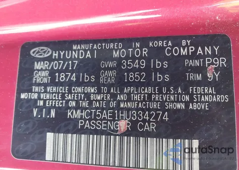 2017 Hyundai Accent Se z USA, uszkodzony, nr VIN KMHCT5AE1HU334274